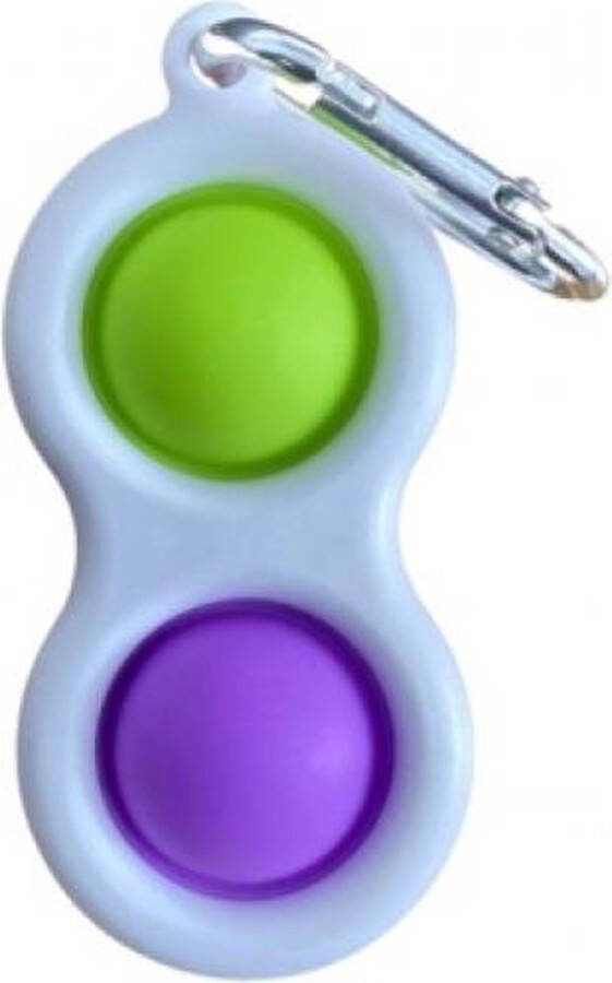 Dielay Simple Dimple Pop It Fidget Toy Sleutelhanger 8x4 cm Groen en Paars