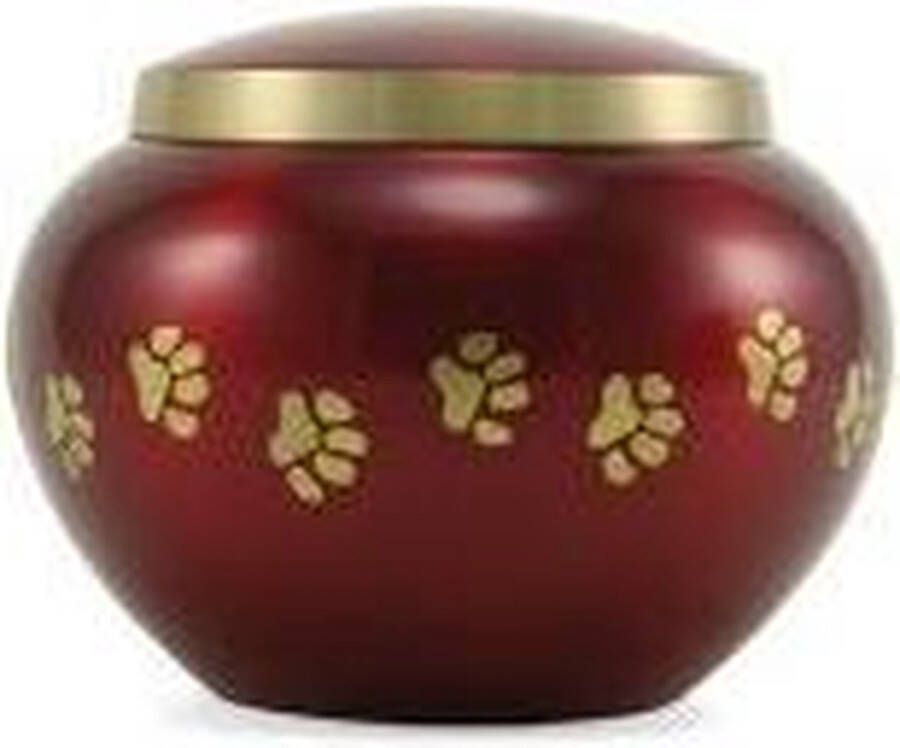 Dierenasbeelden Crimson Odyssey Dieren Urn Rood Crimson in koper met schroefdop en Dierenpoten 0 45 L Asbeeld Dieren Urn Voor Uw Geliefde Dier Kat Hond Paard Konijn