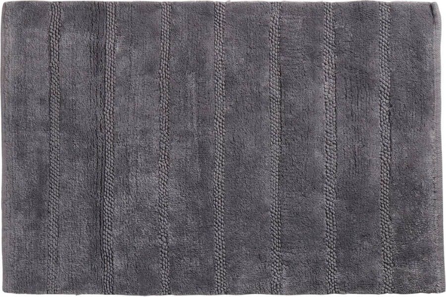 Differnz Stripes badmat geschikt voor vloerverwarming – 100% katoen – Grijs – 45 x 75 cm