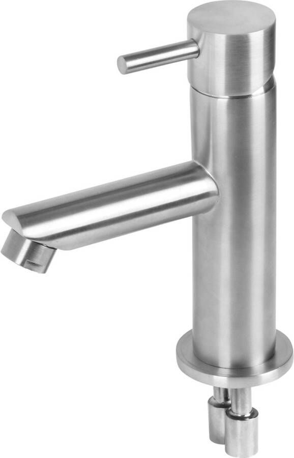 Differnz Wastafelkraan Recht – Mengkraan – Koud en Warm – Toiletkraan – Mat Chroom