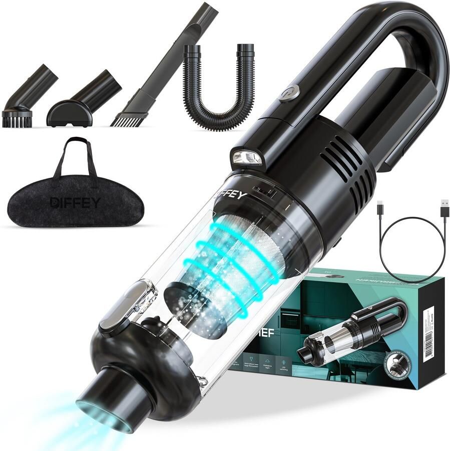 DIFFEY DF002 Draadloze Kruimeldief met Opzetstukken en Draagtas LED verlichting