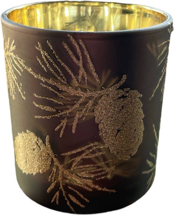 Diga Colmore Venlo B.V. Lejoy waxinelichtje kaarsenhouder kerst kaars dennenappel patroon glitterkaars cadeautip kerstcadeau theelichtje kerstmis home decoratie sfeervol