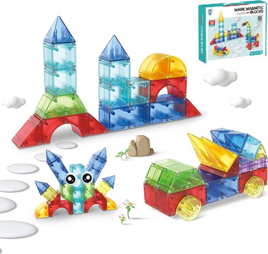 DIGE Magnetische Blokken bouwblokken 62 stuks Constructie speelgoed Magnetische Bouwset Magnetic Tiles Magnetische tegels Magnetic blocks Montessori Speelgoed (3 jaar-8 jaar)
