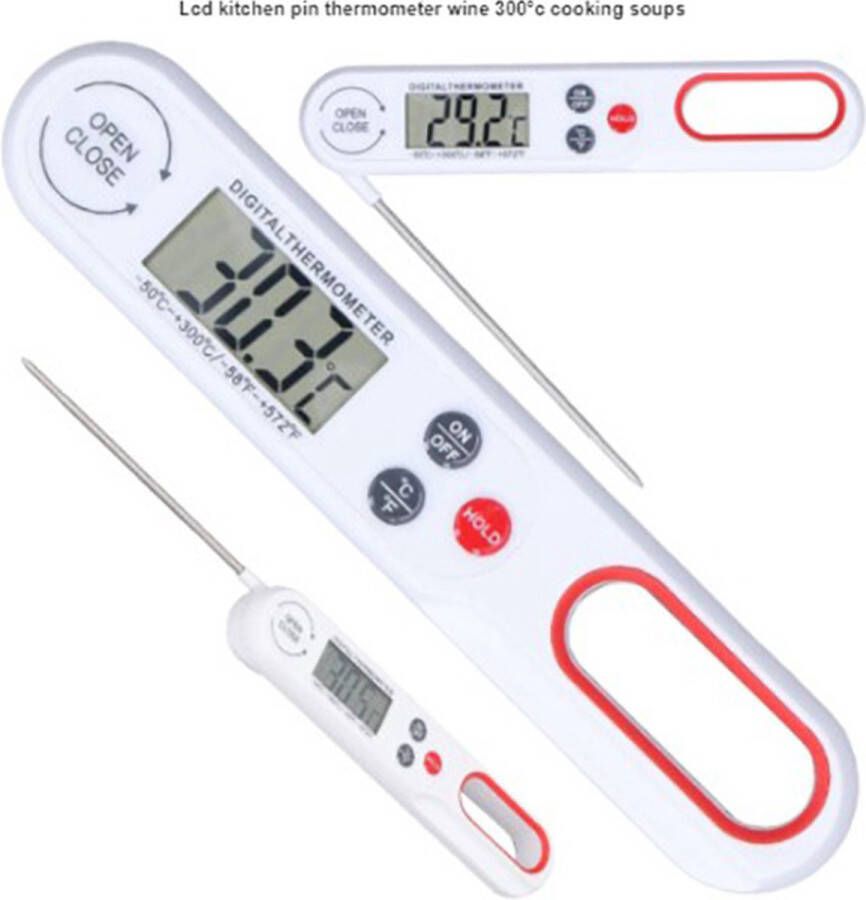 Digital Cooking Digitale keuken thermometer Vlees thermometer BBQ Thermometer min 50° C tot 300° Wit
