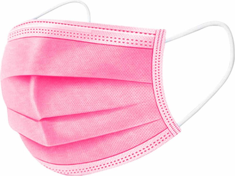 DIH Wegwerpmaskers Mondkapjes 3-Laag Roze 50 Stuks