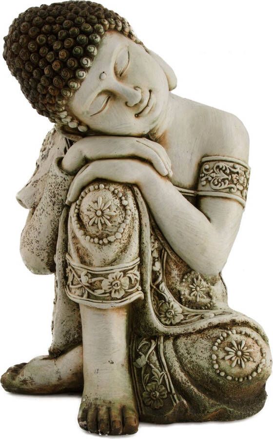 Dijk Natural Collections Beeld Boeddha magnesium 30x29x40cm licht grijs geschikt voor buiten
