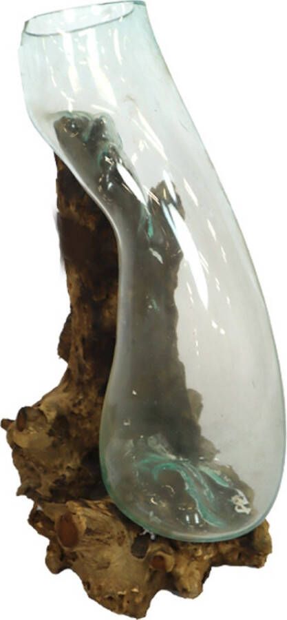 Dijk Natural Collections DKNC Decoratief beeld Napels Glas met hout 20x35x50cm Bruin