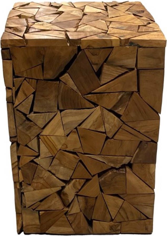 Dijk Natural Collections DKNC Kruk vierkant hout 32x32x42cm Natuurlijk