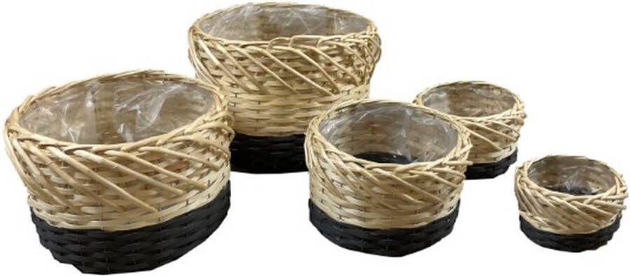 Dijk Natural Collections DKNC Manden wilg met plastic 38x28cm Set van 5 Grijs