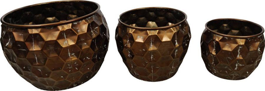 Dijk Natural Collections DKNC Plantenbak Scott Metaal 39x30cm Set van 3 Bruin