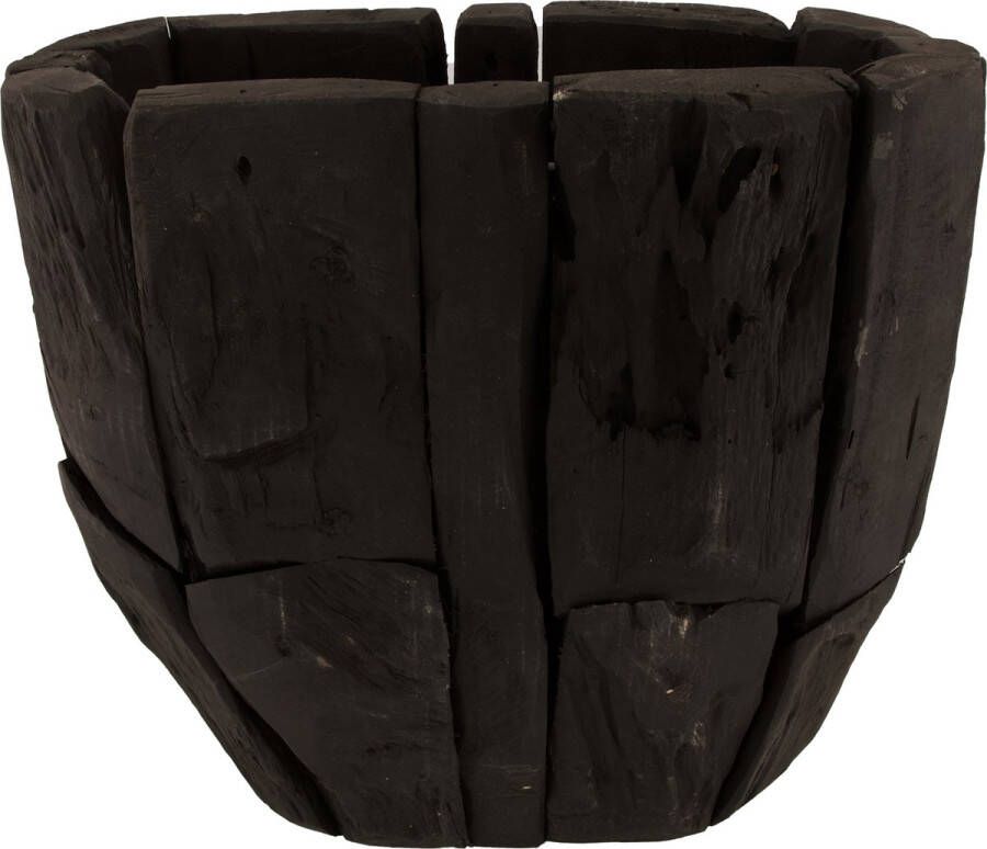 Dijk Natural Collections DKNC Plantenbak Vincent Teak hout 38x36cm Zwart