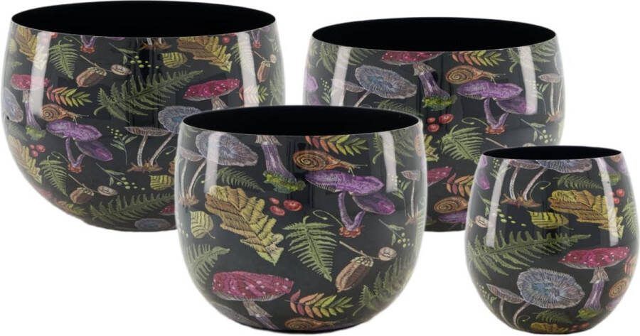 Dijk Natural Collections DKNC Plantenbakken bloemen Morgana Metaal 23x23x17cm Set van 4 Multi