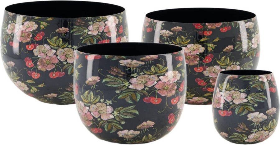 Dijk Natural Collections DKNC Plantenbakken bloemen Morgana Metaal 23x23x17cm Set van 4 Roze