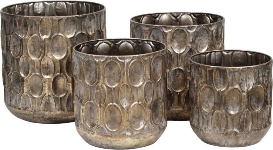 Dijk Natural Collections DKNC Plantenbakken Isadora Metaal 38x38x38cm Set van 4 Goud