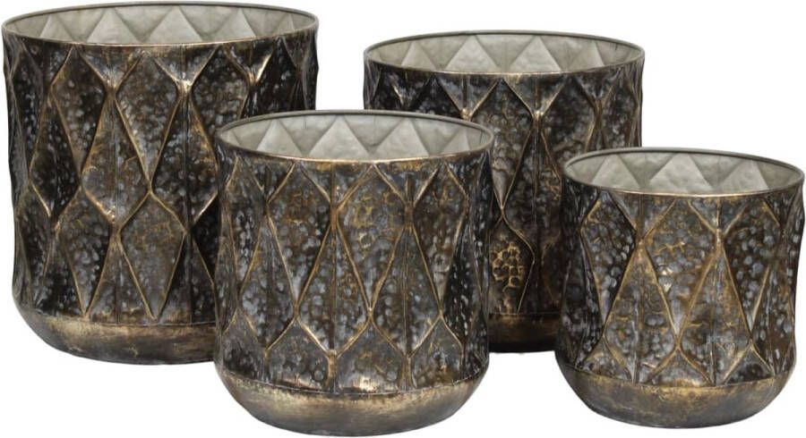 Dijk Natural Collections DKNC Plantenbakken Isadora Metaal 38x38x38cm Set van 4 Koper