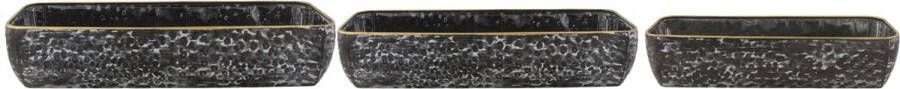 Dijk Natural Collections DKNC Plantenbakken Ravenna Metaal Plastic 58x19x11.5 cm Set van 3 Zwart