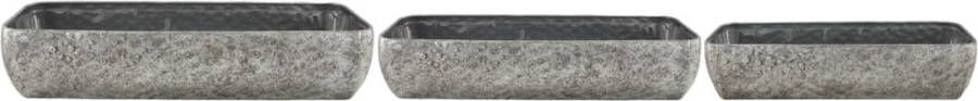 Dijk Natural Collections DKNC Plantenbakken Ravenna Metaal Plastic 58x19x11.5 cm Set van 3 Zilver
