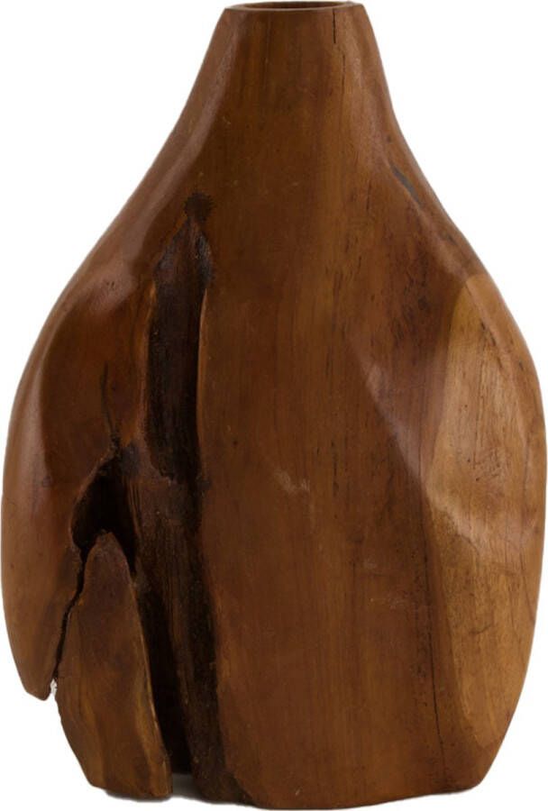 Dijk Natural Collections DKNC Vaas geolied teak hout 19x9x28 cm Natuurlijk