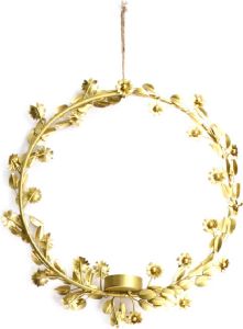 Dijk Natural Collections Tealight holder ring metal 30x4cm Goud