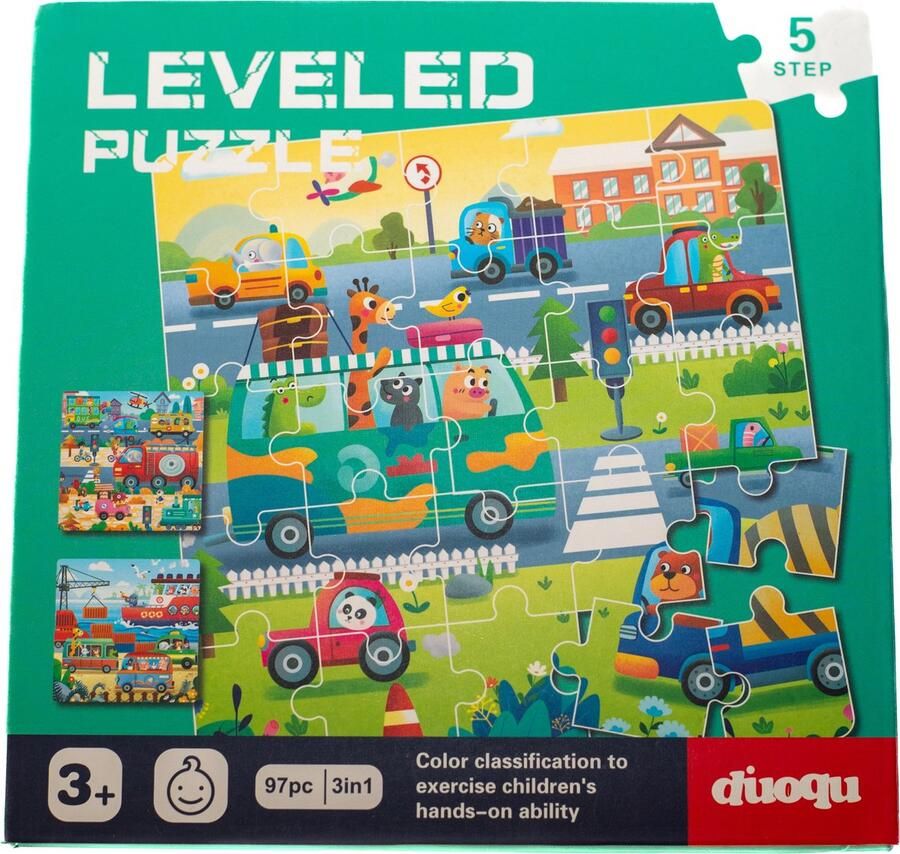 Diloqu Magnetisch Puzzelboekje Voertuigen 3-in-1 Puzzelboekje Montessori Kinderpuzzel 3 jaar of ouder Bus Trein Puzzelniveau 5 97 puzzelstukjes