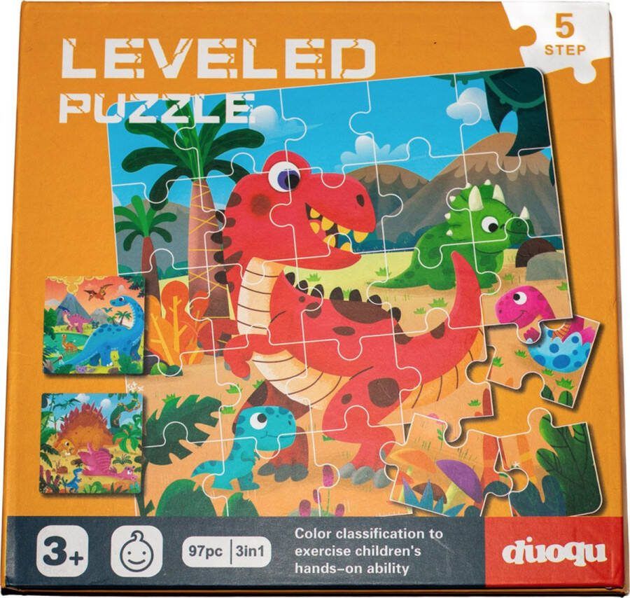 Diloqu Magnetisch Puzzelboekje Dino's 3-in-1 Puzzelboekje Montessori Kinderpuzzel 3 jaar of ouder Dinosaurus Puzzelniveau 5 97 puzzelstukjes