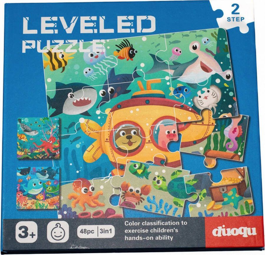 Diloqu Magnetisch Puzzelboekje Zeedieren 3-in-1 Puzzelboekje Montessori Kinderpuzzel 3 jaar of ouder Zeedieren Puzzelniveau 2 48 puzzelstukjes