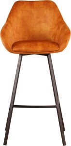 Dimehouse Barkruk Elise Velvet Cognac Draaibaar Met Armleuning