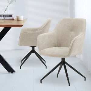 Dimehouse Draaibare eetkamerstoel Camiel chenille licht grijs