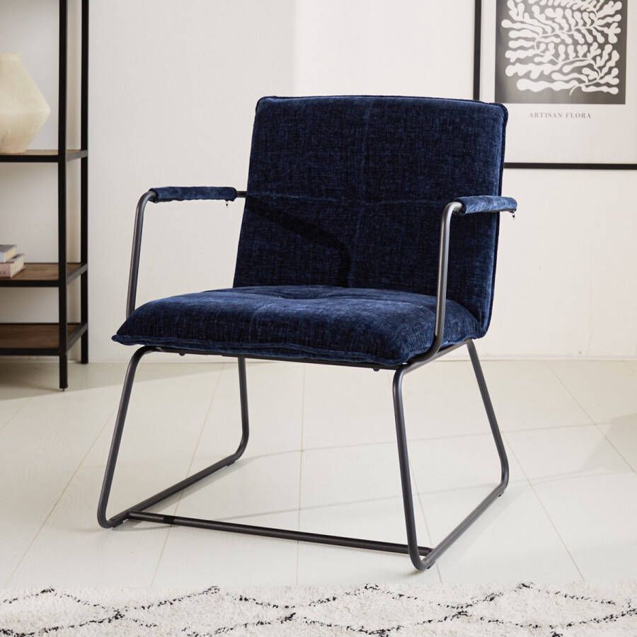 Dimehouse Fauteuil Hailey donkerblauw chenille
