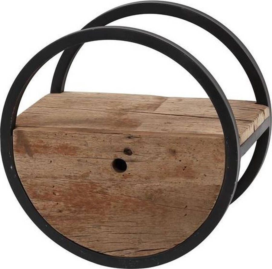 Dimehouse Industrieel rond wandrek hout en metaal Liv 50 cm