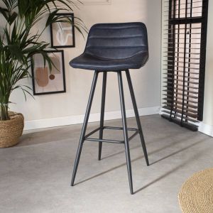 Dimehouse Industriële Barkruk Jack 76 Cm Blauw Hoogwaardig Kunstleer