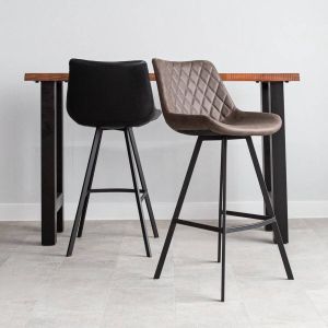 Dimehouse Industriële Barkruk Juno 70 Cm Taupe Kunstleer