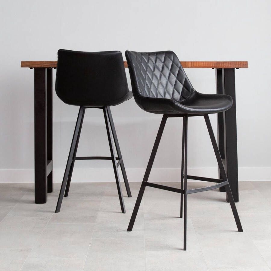 Dimehouse Industriële Barkruk Juno 70 cm Zwart Kunstleer