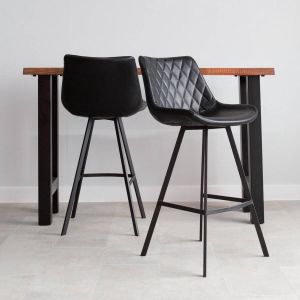 Dimehouse Industriële Barkruk Juno 70 Cm Zwart Kunstleer
