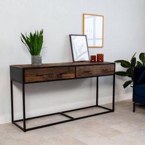 Dimehouse Industriële Sidetable Rayan Metaal 2 Lades Sleeper Wood