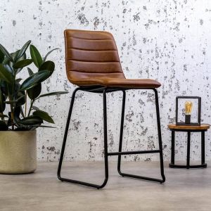 Dimehouse Mark Barkruk Cognac Industrieel Met Rugleuning 65 Cm