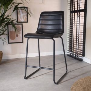 Dimehouse Mark Barkruk Zwart Industrieel Met Rugleuning 65 Cm