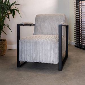 Dimehouse Moderne Fauteuil Madeline Ribstof lichtgrijs