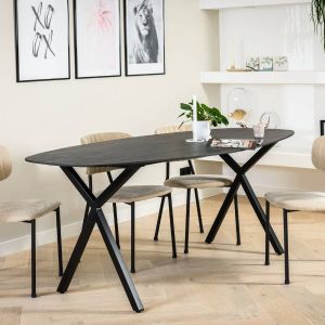 Dimehouse Ovale eettafel zwart Marlin industrieel 240x110 cm