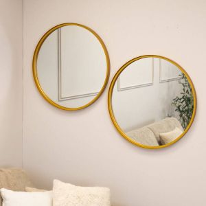 Dimehouse Ronde spiegel Stella set van twee goud Ø60 cm
