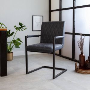 Dimehouse Ruben Eetkamerstoel Blauw Industrieel Met Armleuning