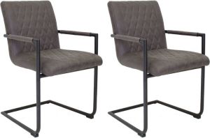 Dimehouse Set van 2 eetkamerstoelen industrieel Dean antraciet
