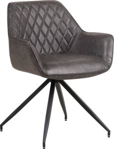 Dimehouse Set van 2 eetkamerstoelen industrieel Gian antraciet