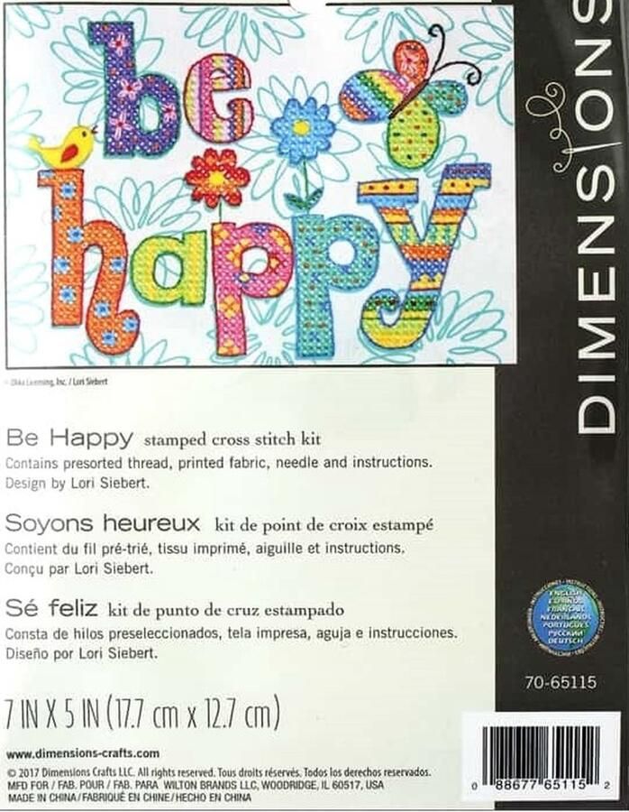 Dimensions voorbedrukt borduurpakket Be Happy 70-65115