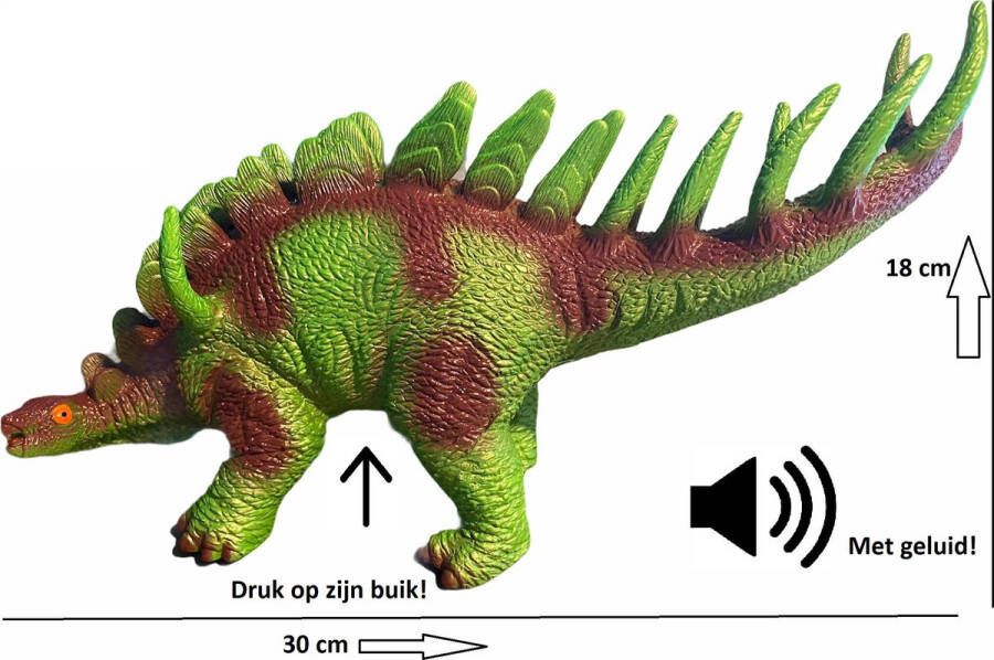 Dino World Dinoworld Speelfiguur Stegosaurus Junior 35 Cm met geluid Groen bruin