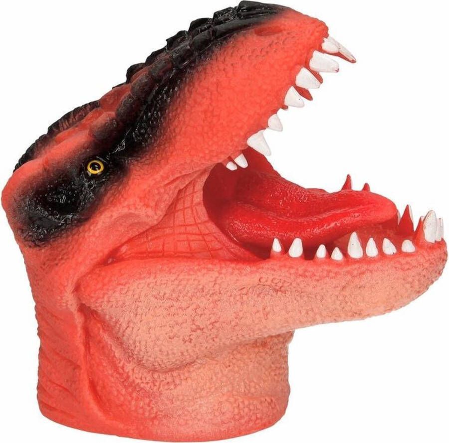 Merkloos Dino World Latex Handpop Oranje 14 Cm