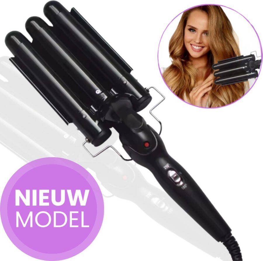 Diohn™ Wafeltang Wave Krultang Golvenkrultang Curling iron Beach Waves Krultang Zwart Nieuw Model