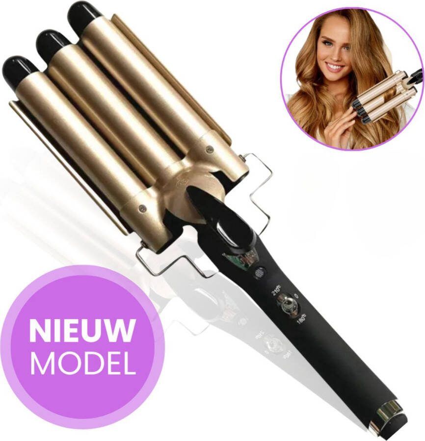 Diohn™ Wafeltang Wave Krultang Golvenkrultang Curling iron Wafeltang Haar Krultang 22mm Goud Nieuw Model