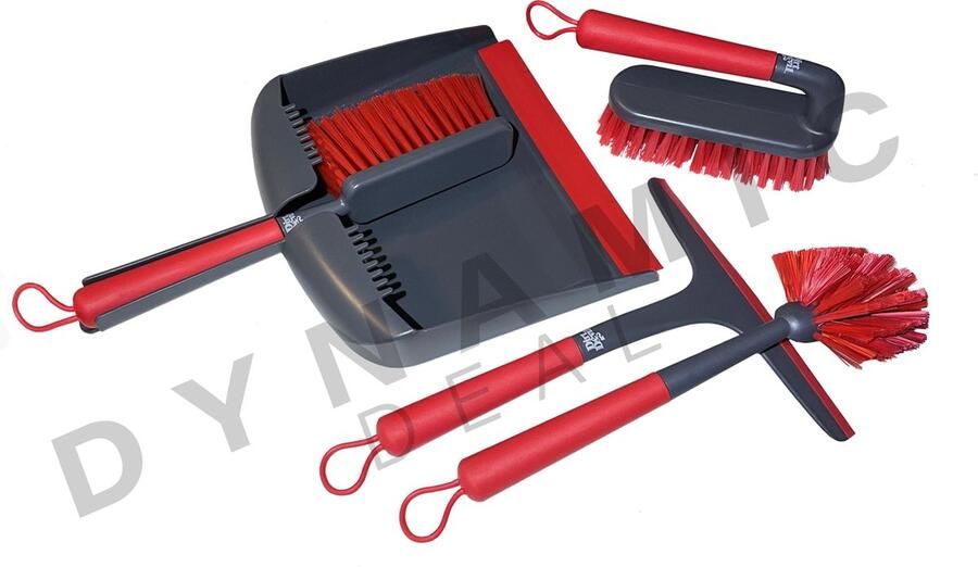 Dirt Devil Schoonmaak set 5 delig Stoffer & blik raamwisser afwasborstel en schoonmaakborstel