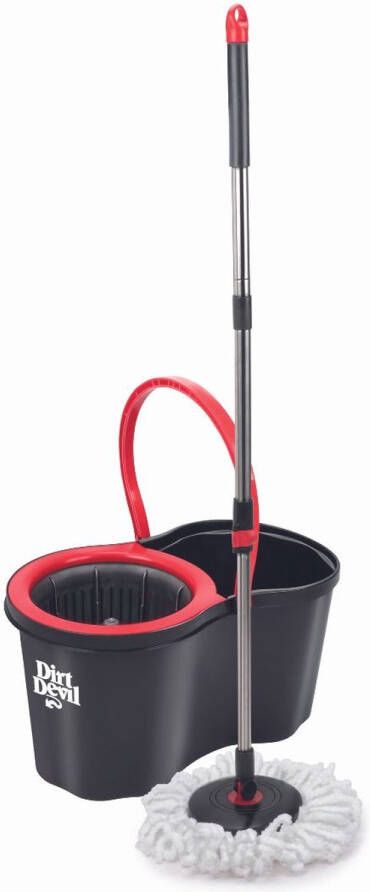 Dirt Devil Dweilsysteem met Wringer Emmer 16 L Ronde Dweil Microvezel Mop Grijs Rood